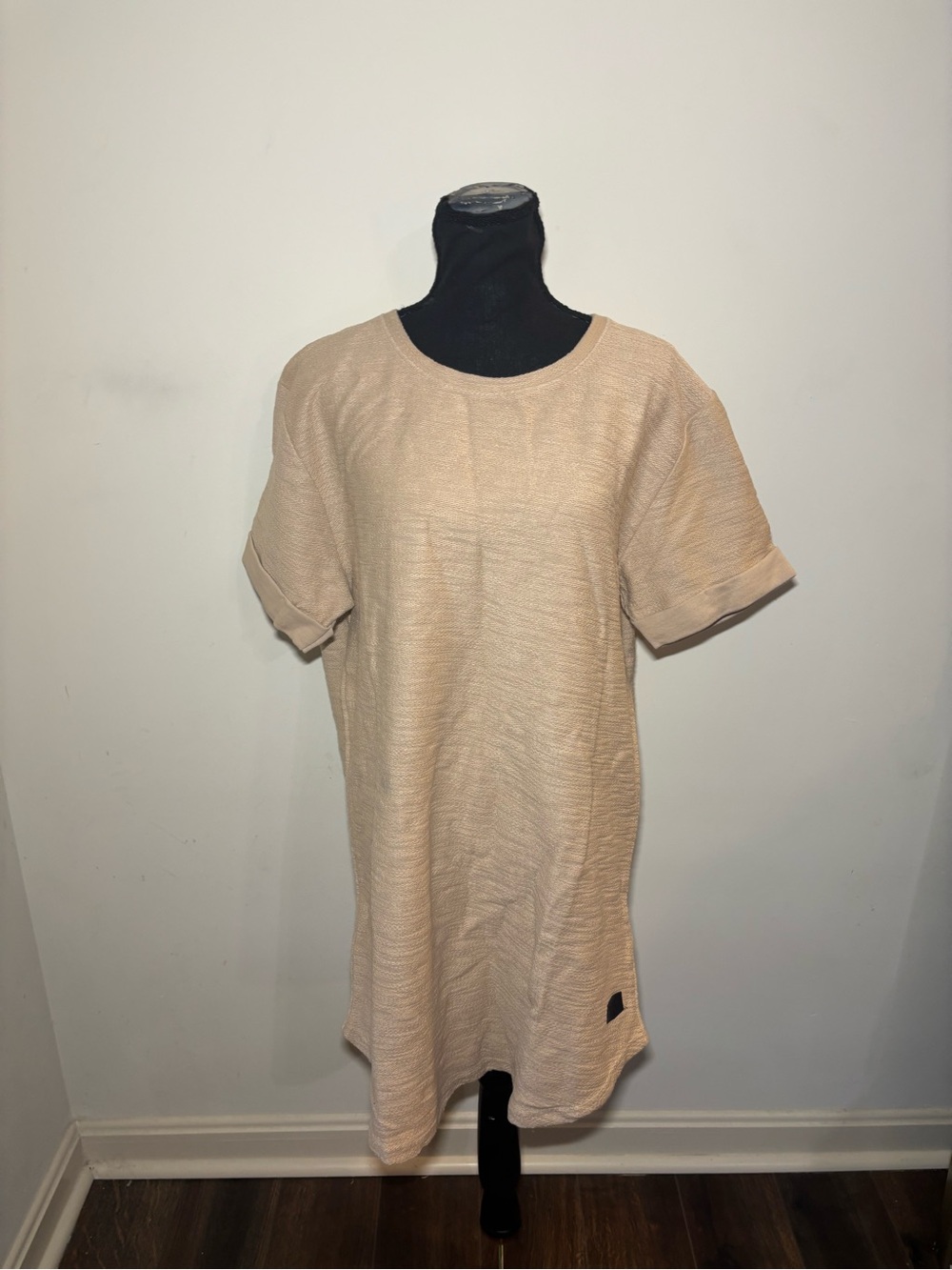 Leif Nelson Textured Short Sleeve Tunic in Light Beige